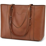Laptop Tote Bag for Women, VASCHY PU Leather Water Resistant 15.6 inch Satchel, Large Teacher Shoulder Bag for Travel,