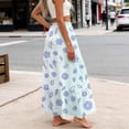 thumbnail image 7 of PWPSG Women’s Drawstring Tiered Maxi Skirt, Outline Floral Line Print Relaxed A Line Fabric, Flowy Hem for Lakeside Picnics White XL, 7 of 7
