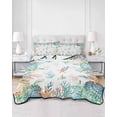 thumbnail image 2 of Twin Quilt Bedding Set, Beach Coastal Reversible Summer Quilt 3 Pieces, Summer Coral Starfish Nautical Ocean Lightweight Bedspreads Coverlets with 2 Pillow Shams for All Seasons, 2 of 5