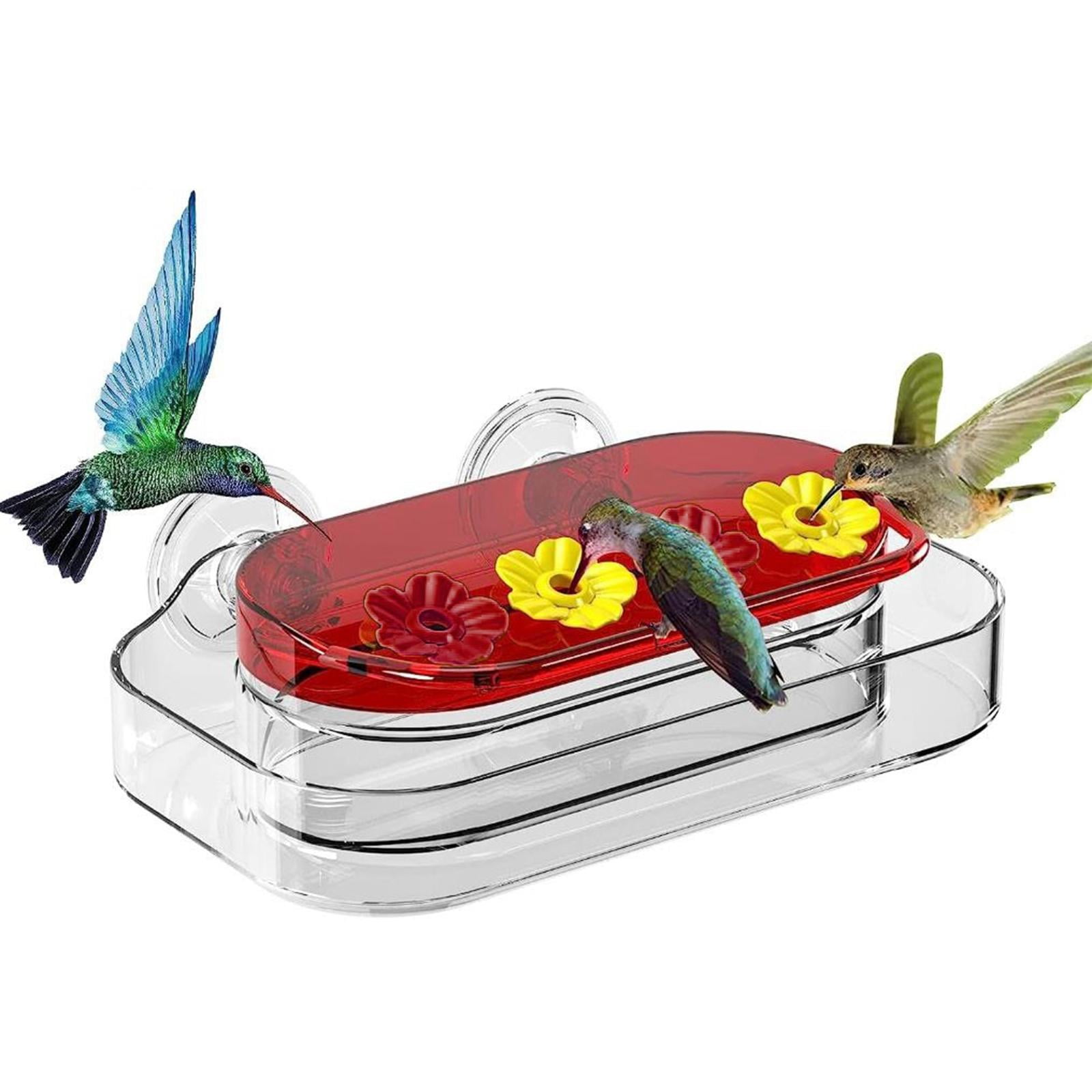 Window with 4 Feeding Ports, Strong Suction Cups Bird Water Station Bird Water Drinker Bottle