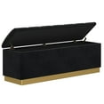 thumbnail image 4 of Contemporary Velvet & Faux Leather Storage Ottoman Blue, 4 of 5