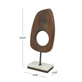 thumbnail image 4 of 8" x 18" Brown Mango Wood Cut-Out Abstract Sculpture with Marble Base, by DecMode, 4 of 14