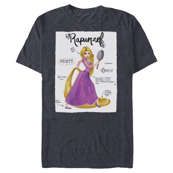 Disney Tangled Rapunzel Fashion Callouts T-Shirt- Short Sleeve Blended T-Shirt for Adults - Customized-Navy Heather