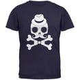 thumbnail image 1 of Hipster Skull And Crossbones T-Shirt pour Adulte Bleu Marine, 1 of 1