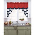 thumbnail image 2 of Swag Curtain Valances Red Navy Blue Waves Swag Valances for Kitchen Windows Chevron Stripe Window Treatment Curtains Drapes for Kitchen Bedroom Living Room Bathroom Over Sink 56"x36", 2 of 6