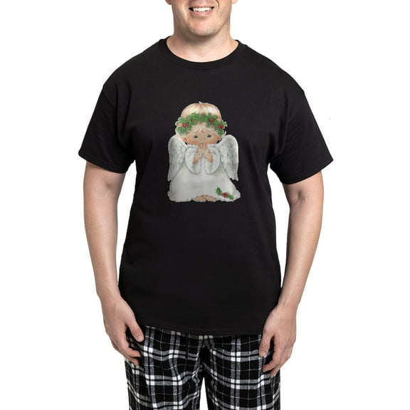 CafePress - Christmas Cute Baby Angel Praying Pajamas - Men's Dark Loose Fit Cotton Pajama Set