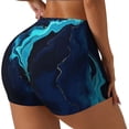 thumbnail image 2 of Sigee Blue Marble And Gold Print Women's High Waist Workout Shorts - Squat Proof, Tummy Control, Yoga and Gym Activewear-, 2 of 9