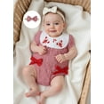 thumbnail image 4 of Rovasas Baby Girl Lobster Embroidery Romper Plaid Jumpsuit with Headband, 4 of 9
