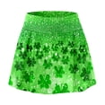 thumbnail image 6 of XIAONU Glitter Print Skort for Women Shamrock Sparkle High Waist Flared Skort St Patricks Day Casual Party Skort, 6 of 7