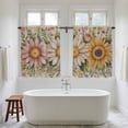 thumbnail image 4 of Vintage Daisy Floral Kitchen Curtains 45 Inch Length, Spring Flowers Botanical Leaves Rustic Tiers Curtains for Bathroom Bedroom Cafe, Light Filtering Small Window Treatment Drapes 2 Panels 42"Wx45"L, 4 of 8