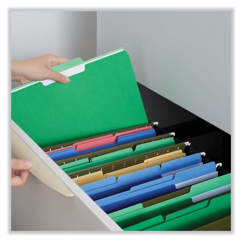 Universal UNV10502 1/3-Cut Tabs Deluxe Colored Top Tab File Folders - Letter Size, Green/Light Green (100/Box)