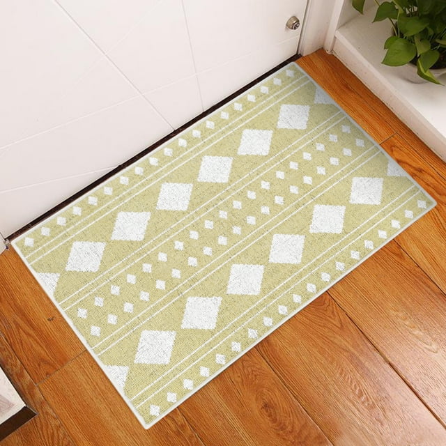 2 x 3 Foot Heavy Duty Low Pile Area Rug - Ultra-Thin Non Slip Area Rug - Washable Cotton Indoor Rug for Front Door Foyer Rug for Entryway