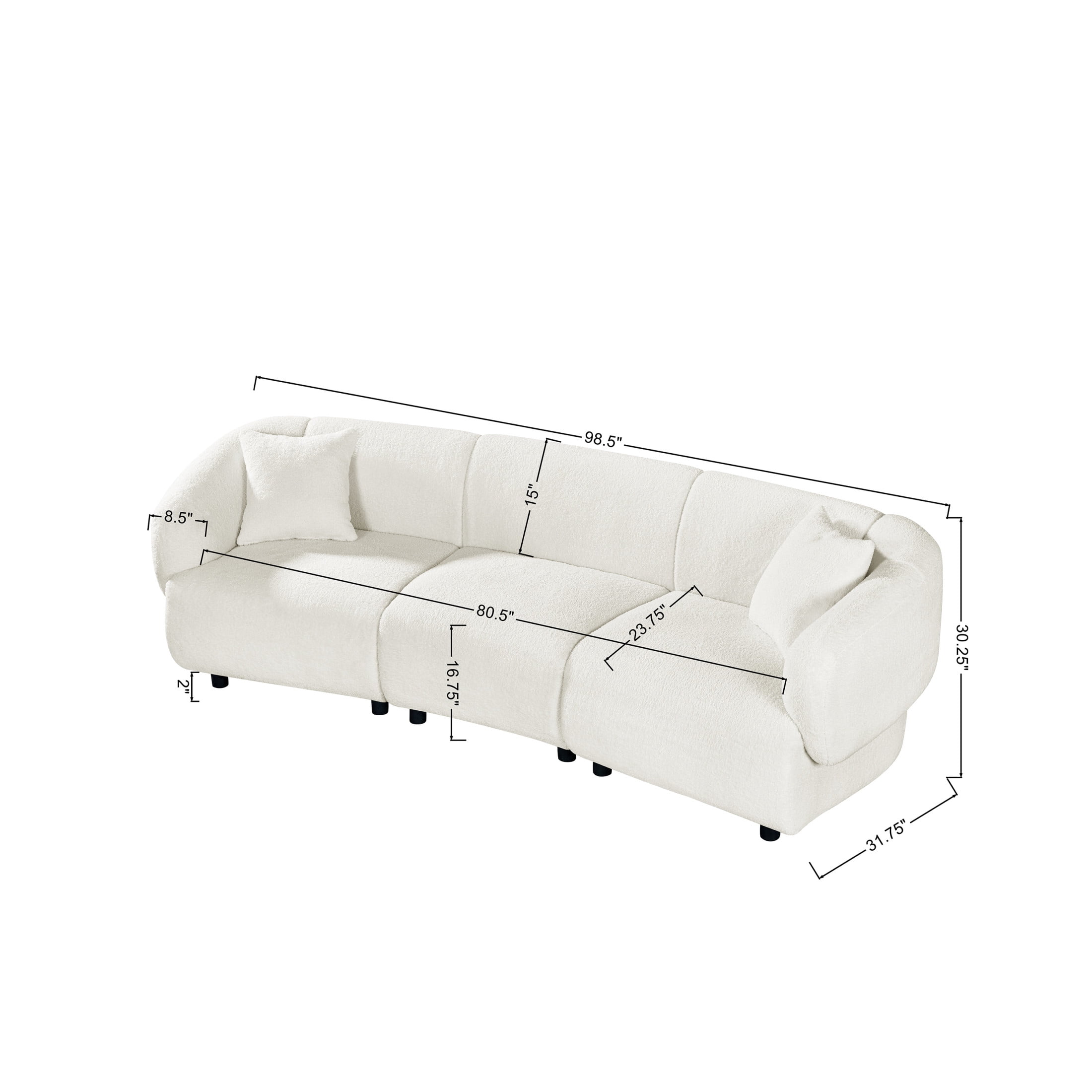 Christopher Knight Home 98.5" Curved Contemporary 3-Seat Sofa with Upholstered Plush Seating, Beige