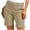 Beige women mid rise bermuda shorts a1, variant on Cagogo Women's Mid Rise Bermuda Shorts with Pockets Casual Solid Regular Fit Travel Beach Lounge Trousers Summer Walking Elastic Waist Comfy Pants, Brown M