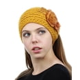 thumbnail image 2 of NYFASHION101 Hand Knitted Furry Flowers Winter Headband Headwrap - NAG324Y, Mustard, 2 of 4