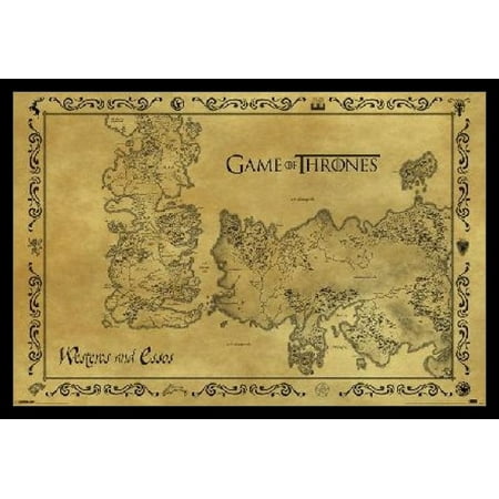 1850 Antique Map - Game Of Thrones Antique Map Poster Poster Print