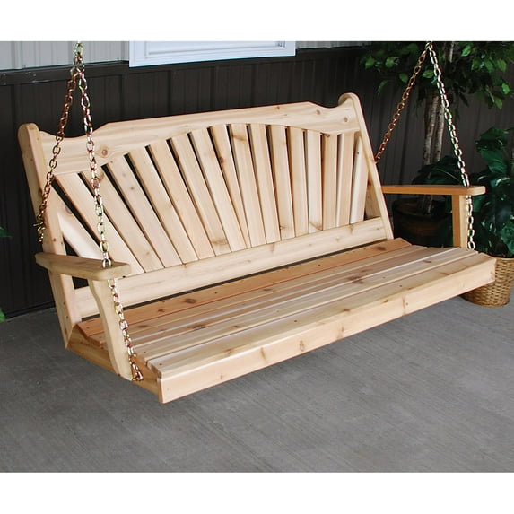 A & L Furniture Western Red Cedar Fanback Porch Swing