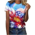 thumbnail image 2 of GaThRRgYP Womens Tops Casual,Women's Casual Independence Day Printing Round-Neck Short Sleeve T-Shirt Blouse Tops Multicolor S, 2 of 5