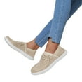 thumbnail image 4 of LUCKY STEP Rhinestone Loafers Shoes Comfort Slip On Mesh Knit Walking Shoes,Beige,Womens, 4 of 6