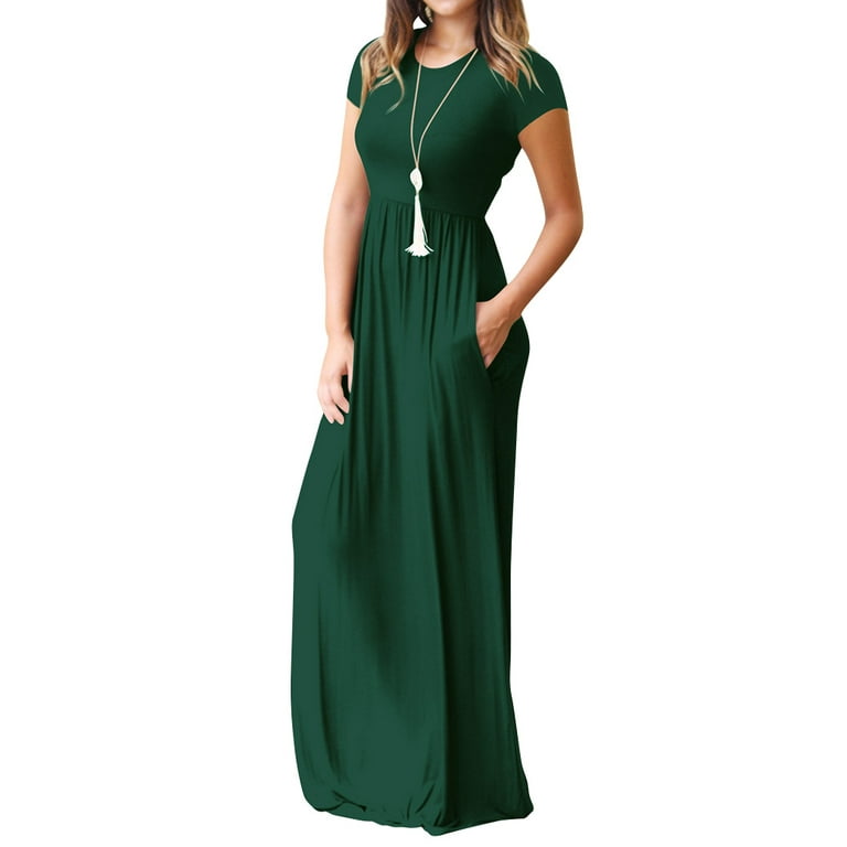 ZXSXSY Women Short Sleeve Tank Top Long Dress Beach Maxi