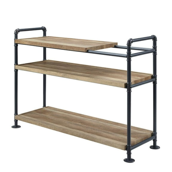 HomeRoots 32" Brown and Black Metal Three Tier Etagere Bookcase