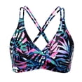 thumbnail image 4 of Women's Crisscross Straps V-Neck Swim Top - Floral Print Adjustable Bathing Suit Top, Plus Size Tankini Top for Beach Pool & Summer (S-XXL), 4 of 4