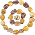 thumbnail image 1 of Crocon Mookaite Jasper Rune Stones Set Engraved with Elder futhark Crystal Runes Set, Reiki Healing runas for Meditation Chakra Balancing, Rune Stone for Beginners with Crystal Guide & Pouch 15-20 mm, 1 of 6