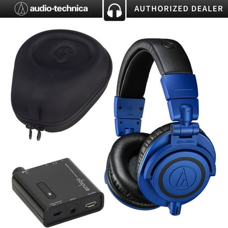 Audio Technica ATH-M50xBB Professional Monitor Over-Ear Headphone Bundle with Indigo PHPA1 Portable Headphone Amplifier and Slappa SL-HP-99 HardBody