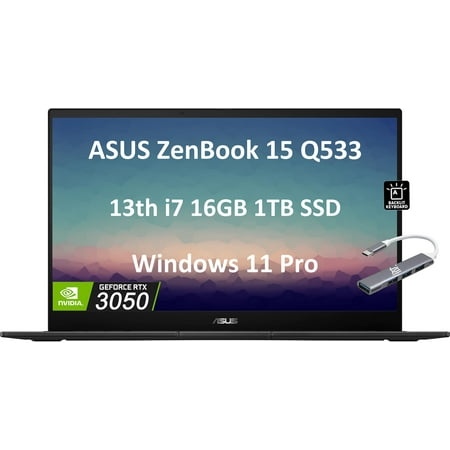 Asus ZenBook 15 Pro OLED 15.6/ FHD (Intel 13th Gen Core i7-13620H, 16GB DDR5 RAM, 1TB SSD, RTX 3050 6GB) Workstation & Business Laptop, 10-Hr Battery Life, Backlit, Webcam, IST Cable, Win 11 Black
