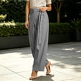 thumbnail image 5 of FEIIBMOYRIA Women's Dress Pants Smooth Drape Elegant High Waist Wrap Front Tie Wide Leg Pants Loose Elegant Daily Office Business Casual Culottes, 5 of 6