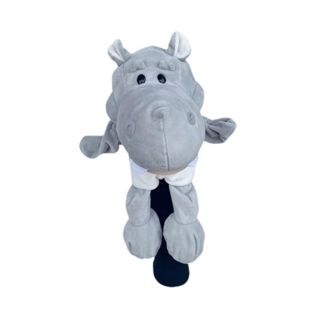 Funda de animales para cabeza de Golf, cubierta de felpa de madera para cabeza de Golf, suministros novedosos, protección de manga para entrenamiento hipopótamo gris