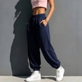 thumbnail image 3 of cocolona Womens Solid Color Casual Sweatpants Elastic Waist Drawstring Curved Workout Running Jogger Pants with Pockets, 3 of 5