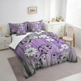 thumbnail image 3 of jejeloiu Kawaii Daisy Flower 7-Piece Twin Bedding Sets,Rustic Farmhouse Cabin Bedding Comforter Set,Purple White Gray Sheet Sets For Men Women,Ultra Soft Home Decor Reversible, 3 of 8
