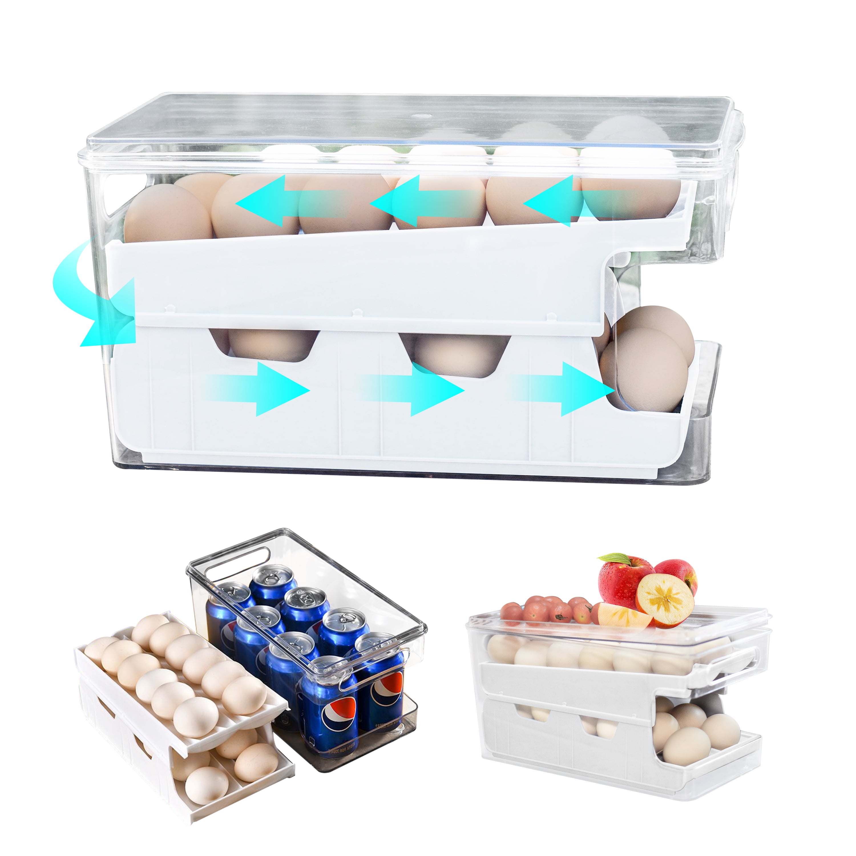 Rolling Egg Holder for Refrigerator Egg Dispenser for Fridge