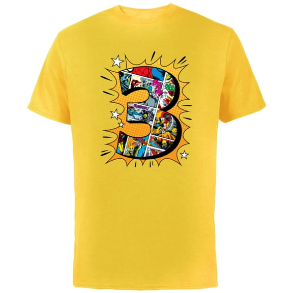 Marvel Avengers Comics 3rd Birthday - Short Sleeve Cotton T-Shirt for Adults - Customized-Yellow