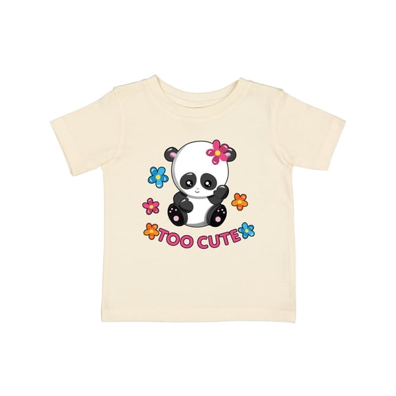 Inktastic Too Cute Baby Panda with Flowers Girls Baby T-Shirt