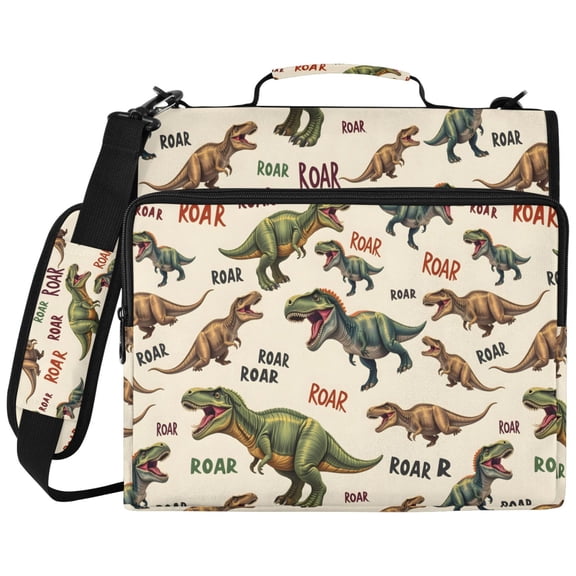 ALAZA Zipper Binder Cartoon Dinosaur-d1 Pattern 2 inch 3 Ring 500 Sheet Capacity Trapper Keeper File Folder Organizer Bag