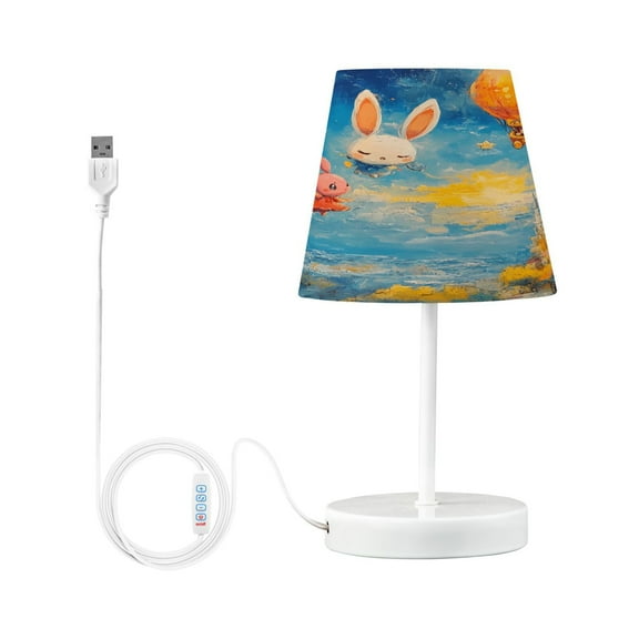 LED Desk Lamp Cute Rabbits Flying Table Nightstand Lamps with 3 Color Temperatures for Home Bedroom Living Room Decor 6x11