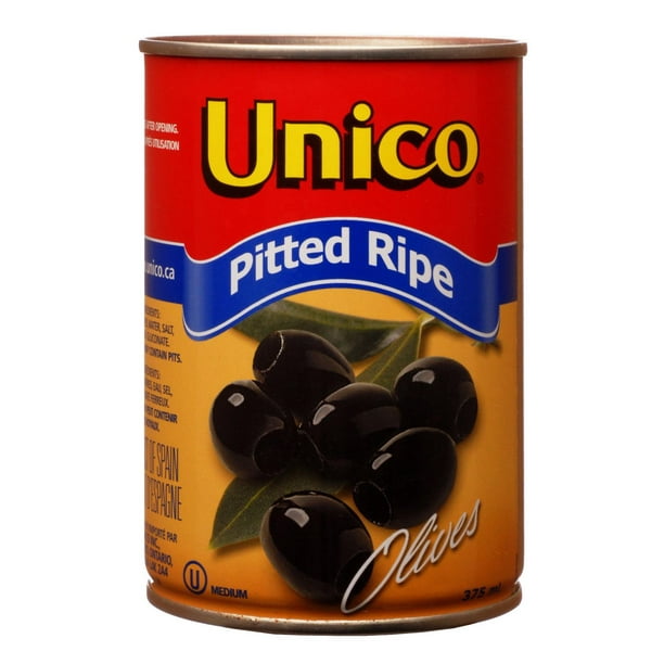Olives noires moyennes dénoyautées d'Unico 375 ml
