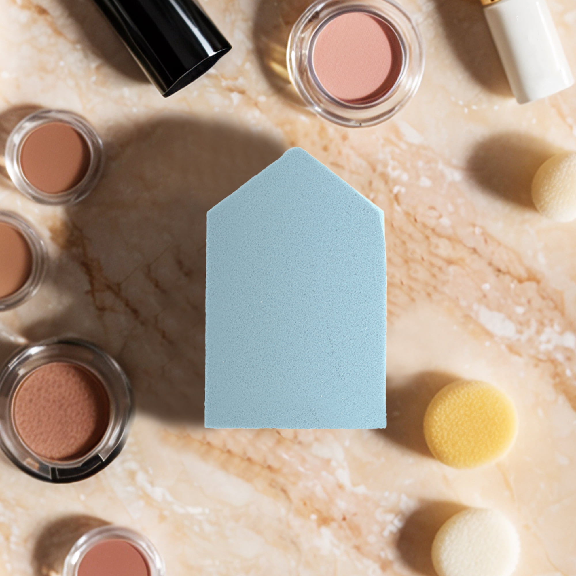 Unique Bargains 10 Pcs House Shape Face Makeup Sponge Blue