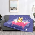 thumbnail image 2 of Honeii Dog Washes in a Bath print throw blanket, crafted from cozy cotton flannel, offers versatile home decor as a bedding suitable for all seasons.-80"x60", 2 of 6