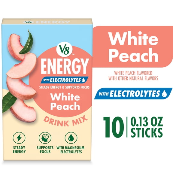 V8 Energy White Peach Energy Drink Powder, 0.13 oz (10 Pack)
