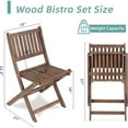 3Piece Outdoor Bistro Set, Natural Acacia Wood Folding Table and