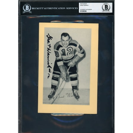 Grant Warwick Autographed 1944-63 5x7 Beehive Photo #73 Boston Bruins Beckett BAS #12060364