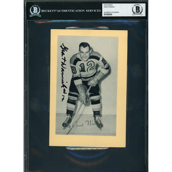 Grant Warwick Autographed 1944-63 5x7 Beehive Photo #73 Boston Bruins Beckett BAS #12060364