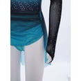 thumbnail image 6 of Doomiva Kids Girls Gradient Figure Skating Dress Shiny Rhinestone Mesh Long Sleeve Dance Competitions Training Outfit Blue Green 12, 6 of 7