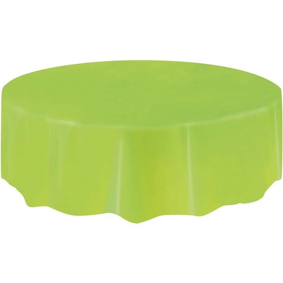 Unique Large Party Round Shape Solid 84" Plastic Tablecover, Lime Green