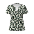 thumbnail image 3 of Naloa White Daisies and Bee Print T-Shirts Short Sleeve V Neck Tees for Women Fashion Tops Trendy Lightweight Soft Casual Summer Outfits Clothes, 3 of 5