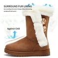 thumbnail image 3 of Women's Winter Snow Boots Fur Lined Short Mid Calf Fashion Boot Art Resin Button Faux Suede Boots(Hickory US6), 3 of 6