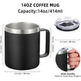 thumbnail image 2 of Volhoply 14oz Insulated Stainless Steel Coffee Mug with Lid Bulk 2 Pack,Double Wall Vacuum Travel Coffee Cup with Handle,Reusable Cups Tumbler,Camping Mugs Keep Hot,Christmas Gifts(Black,2 Set), 2 of 6